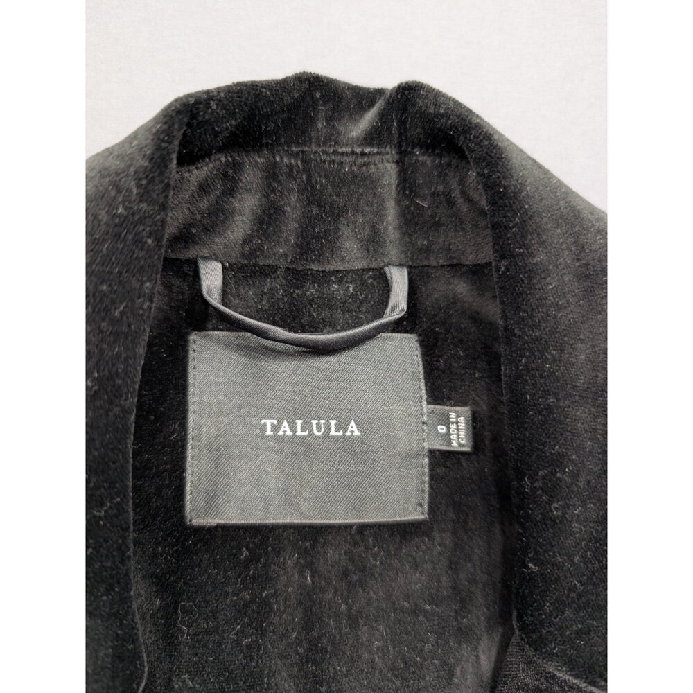 Talula Black Velvet Tuxedo Blazer Size 0 Satin Lapel